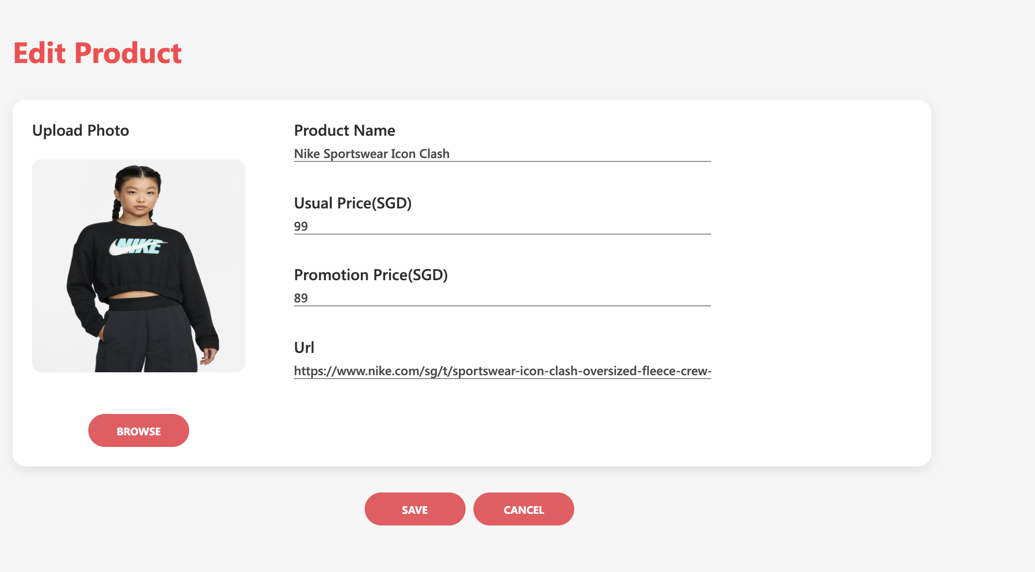 Fill in all the required information and click save. In case of no promotion price, just enter 0